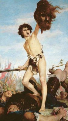 David Victorious Over Goliath Painting by Gabriel Joseph Marie Augustin Ferrier; David Victorious Over Goliath Art Print for sale